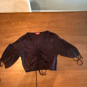 STAUD Elegant Black Ruched cropped Blouse